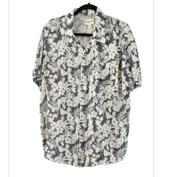 Hang Ten | Shirts | Hang Ten Black And White Floral Bottom Down Shirt ...